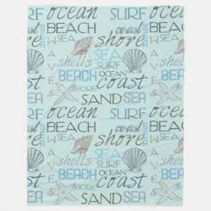 Blauwe Strandschelpen Oceaan Kust Fleece Deken