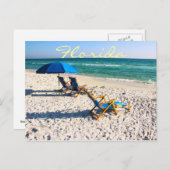 Blauwe strandstoelen in florida briefkaart (Voorkant / Achterkant)