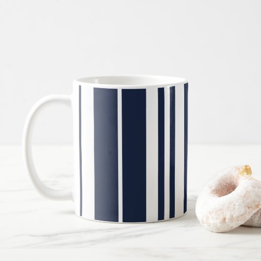 Blauwe strandtapes koffiemok (Met donut)