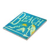 blauwe strandtegel tegeltje (Zijkant)