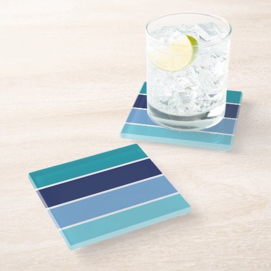 Blauwe streep glazen onderzetter (Schuin)