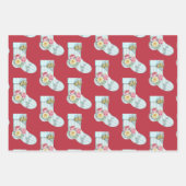  blauwe streep met rozen en bel inpakpapier vel (Voorkant 3)