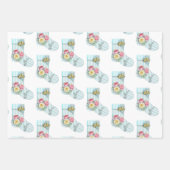  blauwe streep met rozen en bel inpakpapier vel (Voorkant)