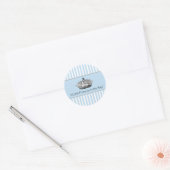 Blauwe Streep Prins Kroon Baby Boy Envelope Seal Ronde Sticker (Envelop)