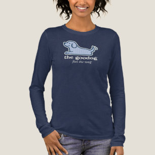 Blauwe Streep Seersucker Hond Silhouet Navy Tri-Blend Shirt