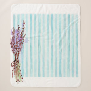 Blauwe streep van Floral plant Sherpa Deken