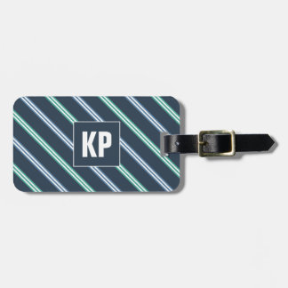 Blauwe streep voor zijn moderne, wollige, stijlvol bagagelabel