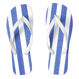 blauwe streep waterverf wit teenslippers