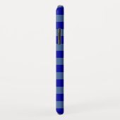 Blauwe streepjes monogram Case-Mate iPhone case (Achterkant/rechts)