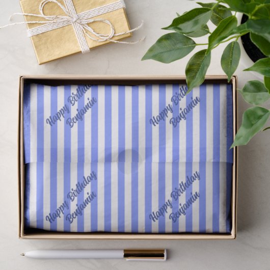 Blauwe strepen Aangepaste tekst Tissuepapier (Geschenk)