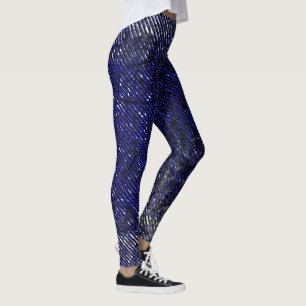 Blauwe strepen, beschadigd in kleur en vorm leggings