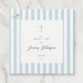Blauwe strepen Elegant doopsel Bedankjes Labels (Voorkant)