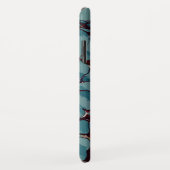 Blauwe strepen en dieprode marmer Case-Mate iPhone case (Achterkant/rechts)