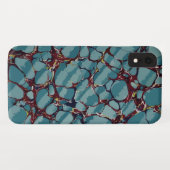 Blauwe strepen en dieprode marmer Case-Mate iPhone case (Achterkant (horizontaal))