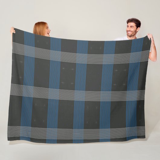 Blauwe strepen fleece deken (In situ)