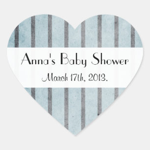 Blauwe strepen, gestreept patroon, Baby shower Hart Sticker