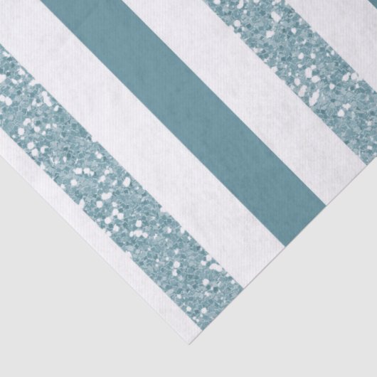 Blauwe strepen Glitter Tissuepapier (Detail)