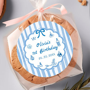 Blauwe Strepen Handgetekende Zomer Sticker
