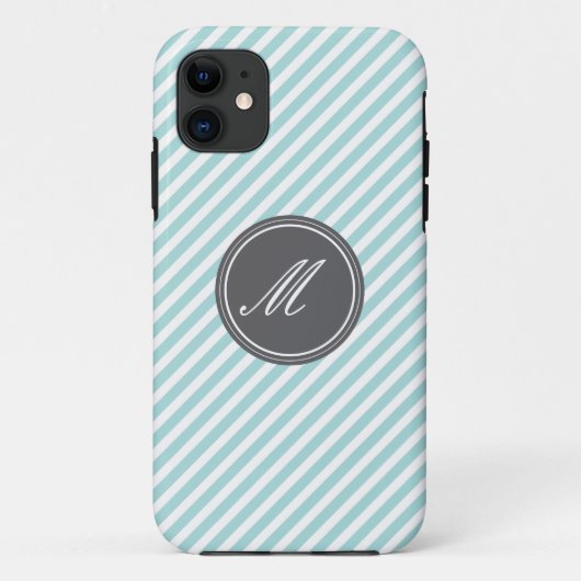 Blauwe strepen met monogram iPhone 5 Hoesje (Achterkant)