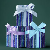 Blauwe strepen met namen cadeaupapier