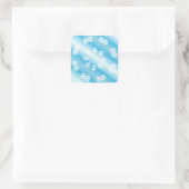 Blauwe strepen met sneeuwflake design vierkante sticker (Tas)