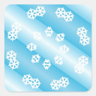 Blauwe strepen met sneeuwvliesontwerp vierkante sticker