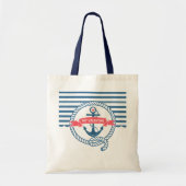 Blauwe strepen Nautical Boat Anchor Tote Bag (Voorkant)