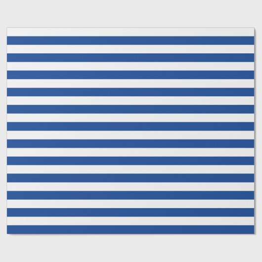 Blauwe strepen op aangepaste kleur cadeaupapier (Vlak)