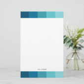 Blauwe strepen palet briefpapier (Staand voorkant)