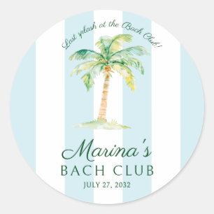 Blauwe Strepen Palm Beach Bach Club Bruidsdiner Ronde Sticker