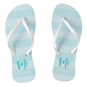 Blauwe strepen personaliseren met naam Mr. Teenslippers