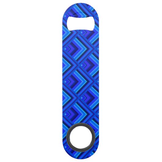 Blauwe strepen schaalpatroon speed flessenopener (Voorkant)