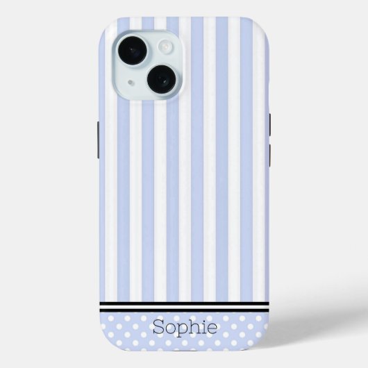 Blauwe Strepen & Stippen Aangepaste Samsung Case-Mate iPhone Case (Achterkant)