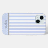 Blauwe Strepen & Stippen Aangepaste Samsung Case-Mate iPhone Case (Achterkant (horizontaal))