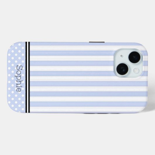 Blauwe Strepen & Stippen Aangepaste Samsung Case-Mate iPhone Case (Achterkant (horizontaal))