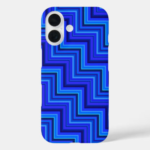 Blauwe strepen trappen patroon iPhone 16 hoesje