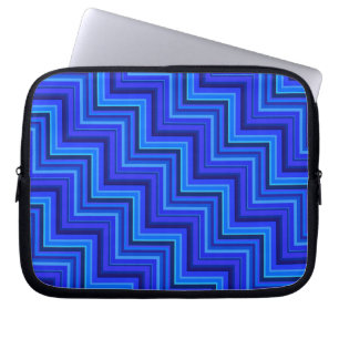 Blauwe strepen trappenpatroon laptop sleeve