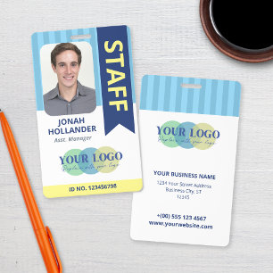 Blauwe Strepen Uw Logo Hier Personeel Identificati Badge