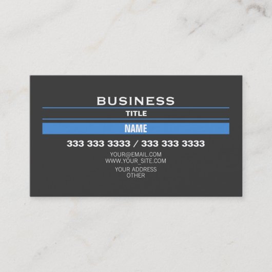 Blauwe strepen visitekaartje (Voorkant)