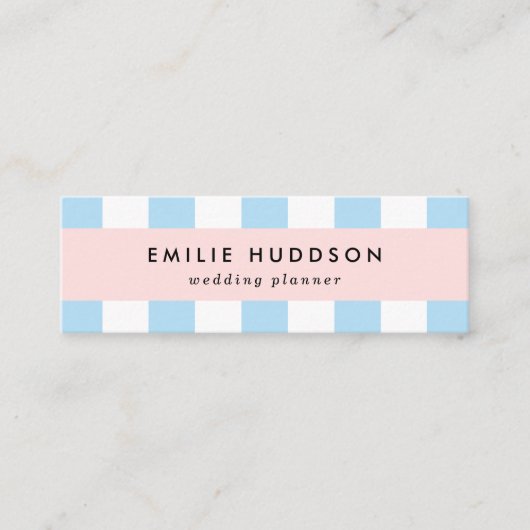 Blauwe strepen, witte strepen, gestreept patroon mini visitekaartje (Voorkant)