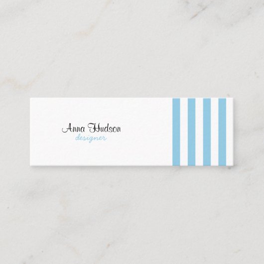 Blauwe strepen, witte strepen, gestreept patroon mini visitekaartje (Voorkant)
