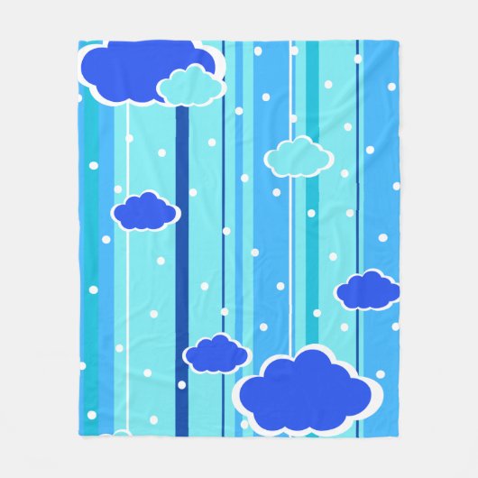 blauwe strepen wolken stippen fleece deken (Voorkant)