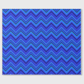 Blauwe strepen zigzagpatroon cadeaupapier (Vlak)