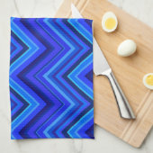 Blauwe strepen zigzagpatroon theedoek (Quarter Fold)