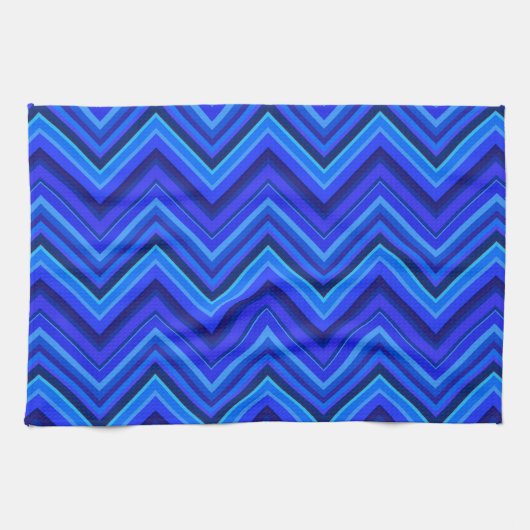 Blauwe strepen zigzagpatroon theedoek (Horizontaal)