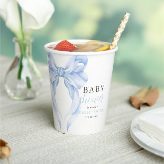 Blauwe Strik Baby Shower Uitnodiging, Jongen Baby Papieren Bekers