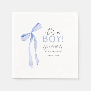 Blauwe Strik Baby Shower Uitnodiging, Jongen Baby Servet