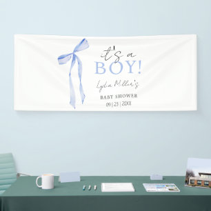 Blauwe Strik Baby Shower Uitnodiging, Jongen Baby Spandoek