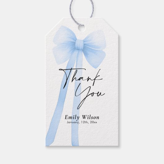 Blauwe Strik Bedankt  Cadeaulabel (Voorkant)