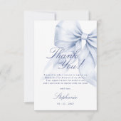 Blauwe Strik Bruidsdouche Bedankkaart (Voorkant)
